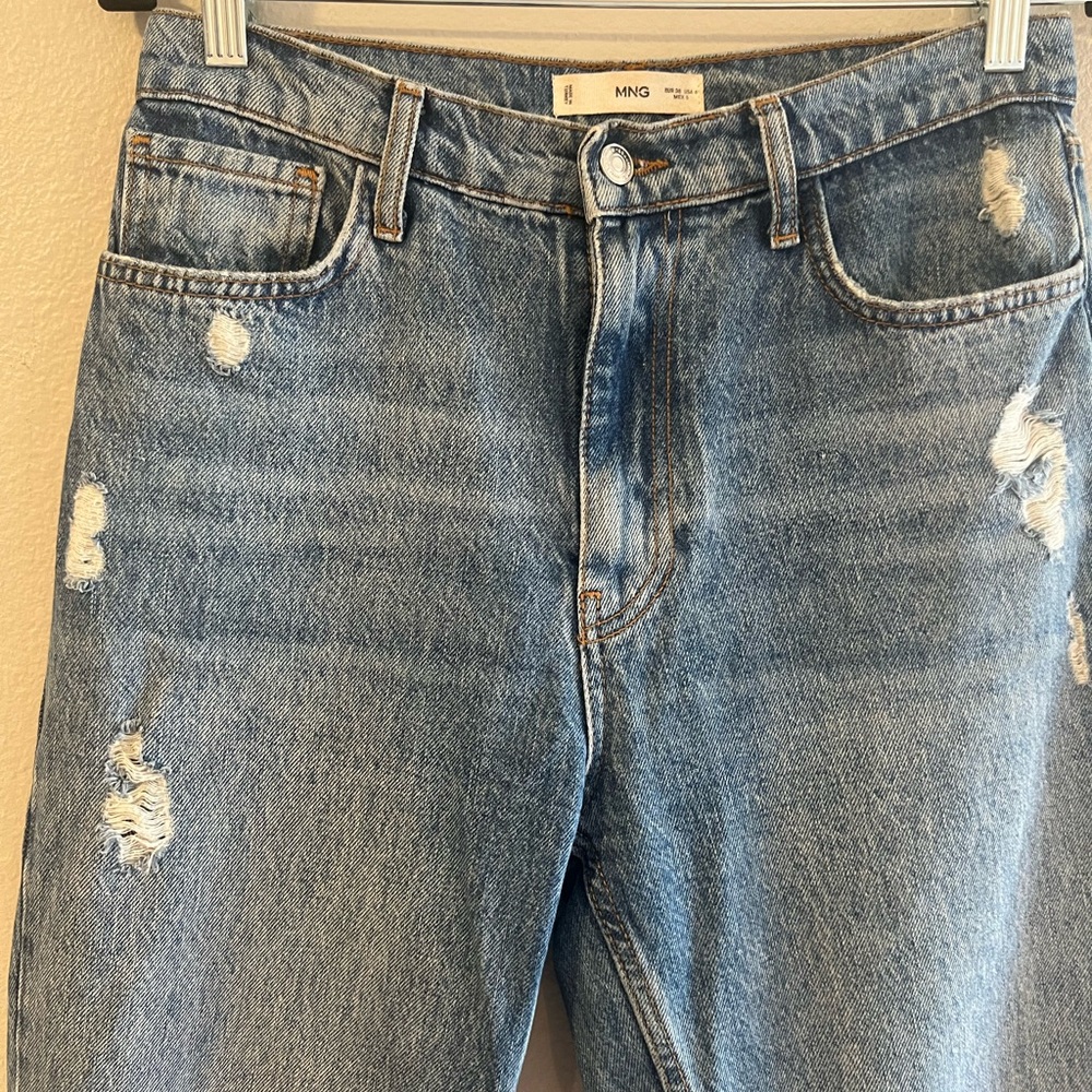 Mango Ripped High Rise Straight Jeans - Picture 6 of 10